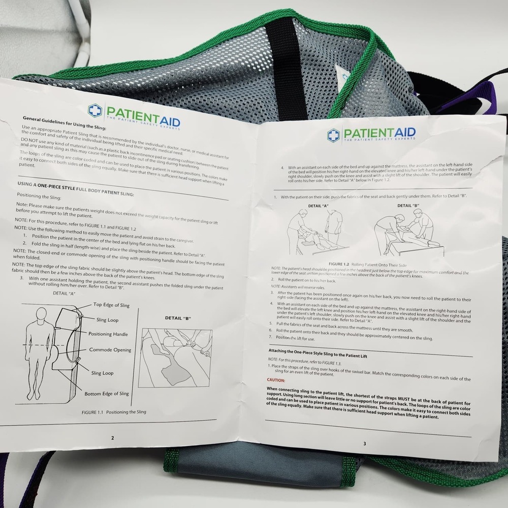 Patient Aid Large Mesh Patient Lift Sling Full Body Commode 350lb Transfer - Picture 4 of 12